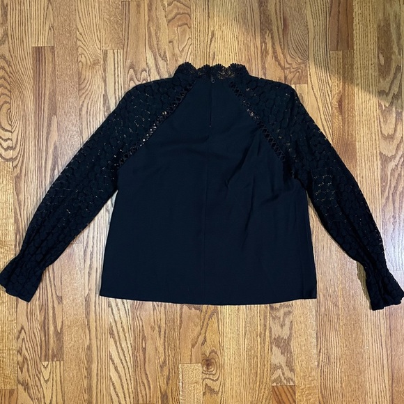 Black Guipure Lace Insert Top - Picture 8 of 13